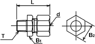 継手 銅管用 外形寸法図